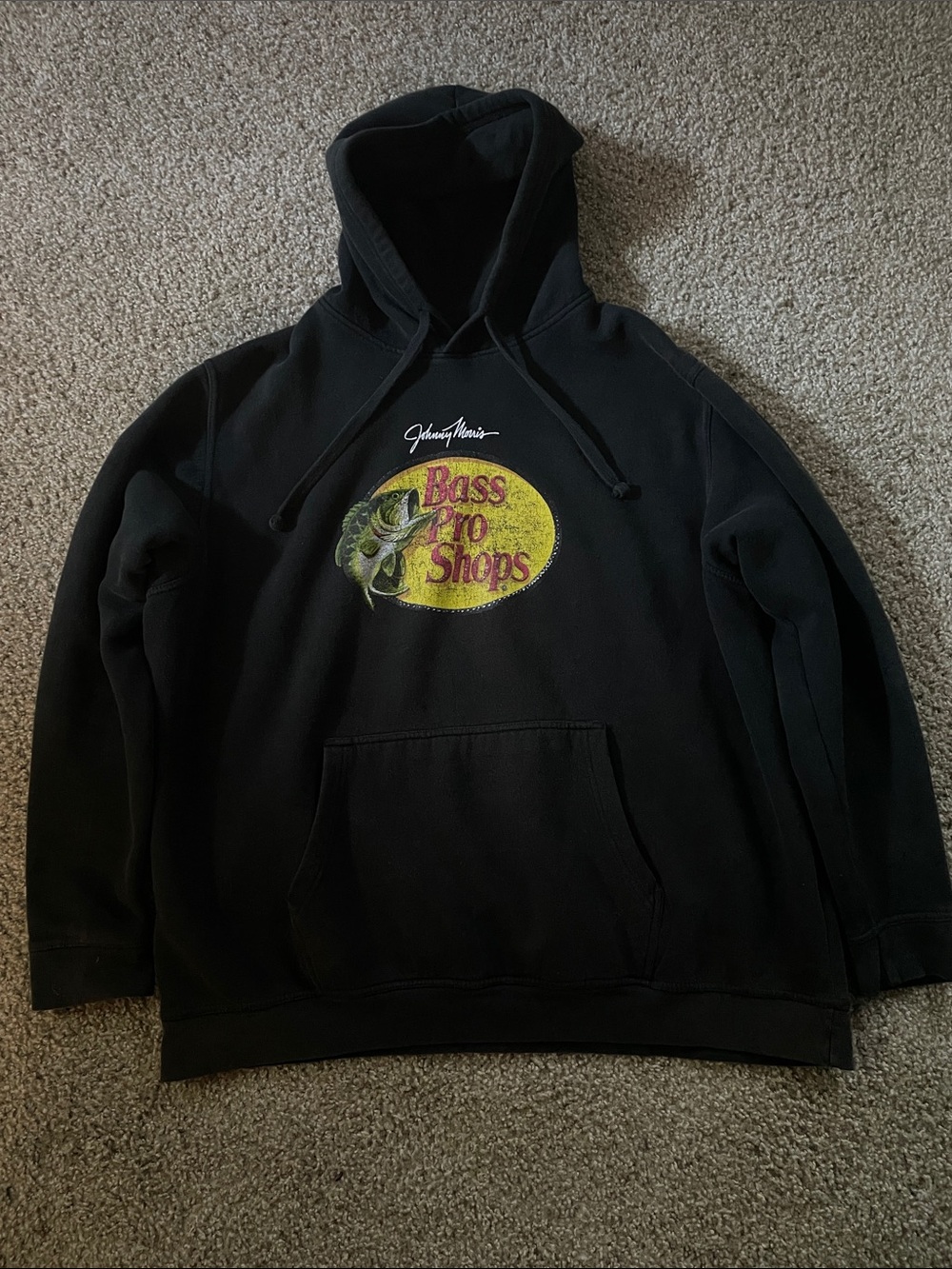 Bass Pro Shops Black Hoodie with Yellow Logo